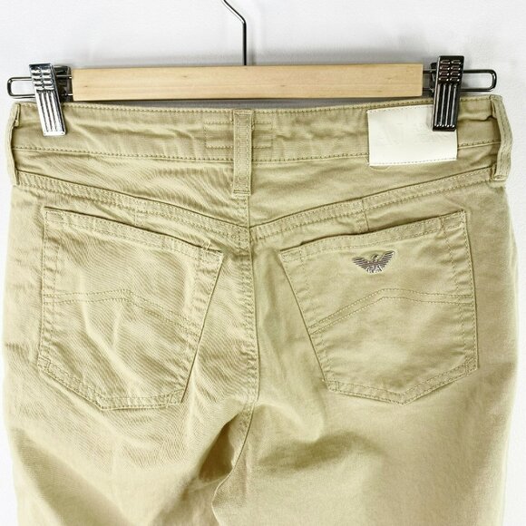 Armani Jeans Womens Size 28 Khaki Tan Boot Cut Cotton Pants High Rise Y2K - Picture 4 of 6